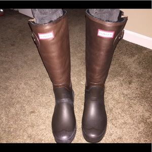 Hunter leather and rubber sole boots